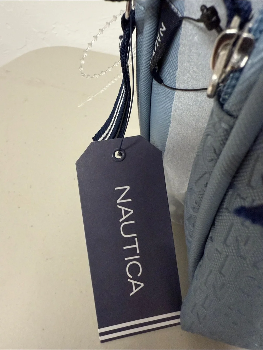 Nautica Light Blue Embossed Cosmetic Pouch 2 pcs Set Full Zipper 3D Print Logo